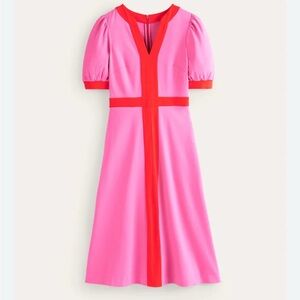 Boden pink Petra puffed sleeve midi ponte Women's Dress size 8P